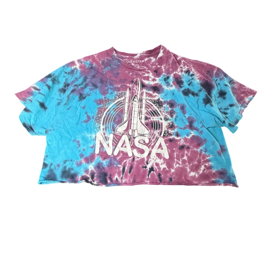 Chemistry NASA Space Shuttle Tie Dye Cropped T Shirt Top XL